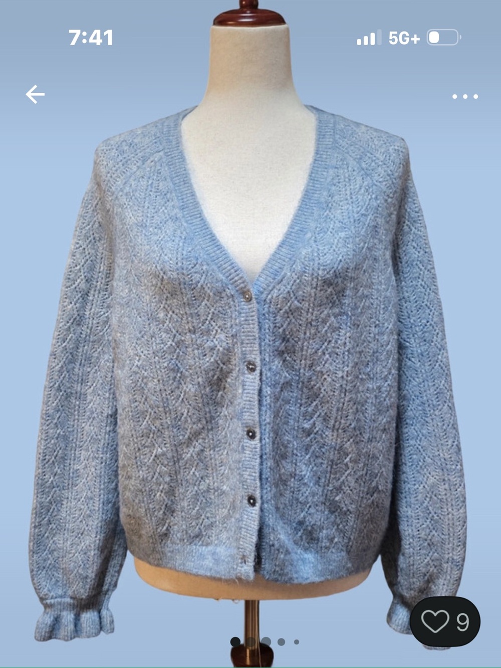 Boden Light Blue V-Neck Button Front Women's Knit Sweater